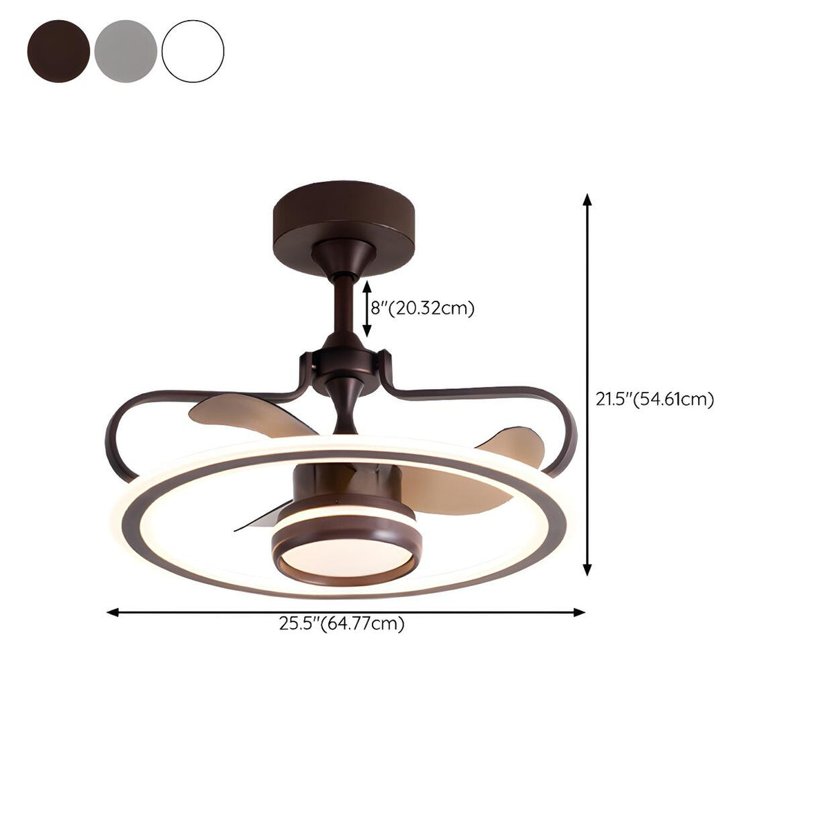 Nordic Fashion Ring Metal Ceiling Fan with LED Light 