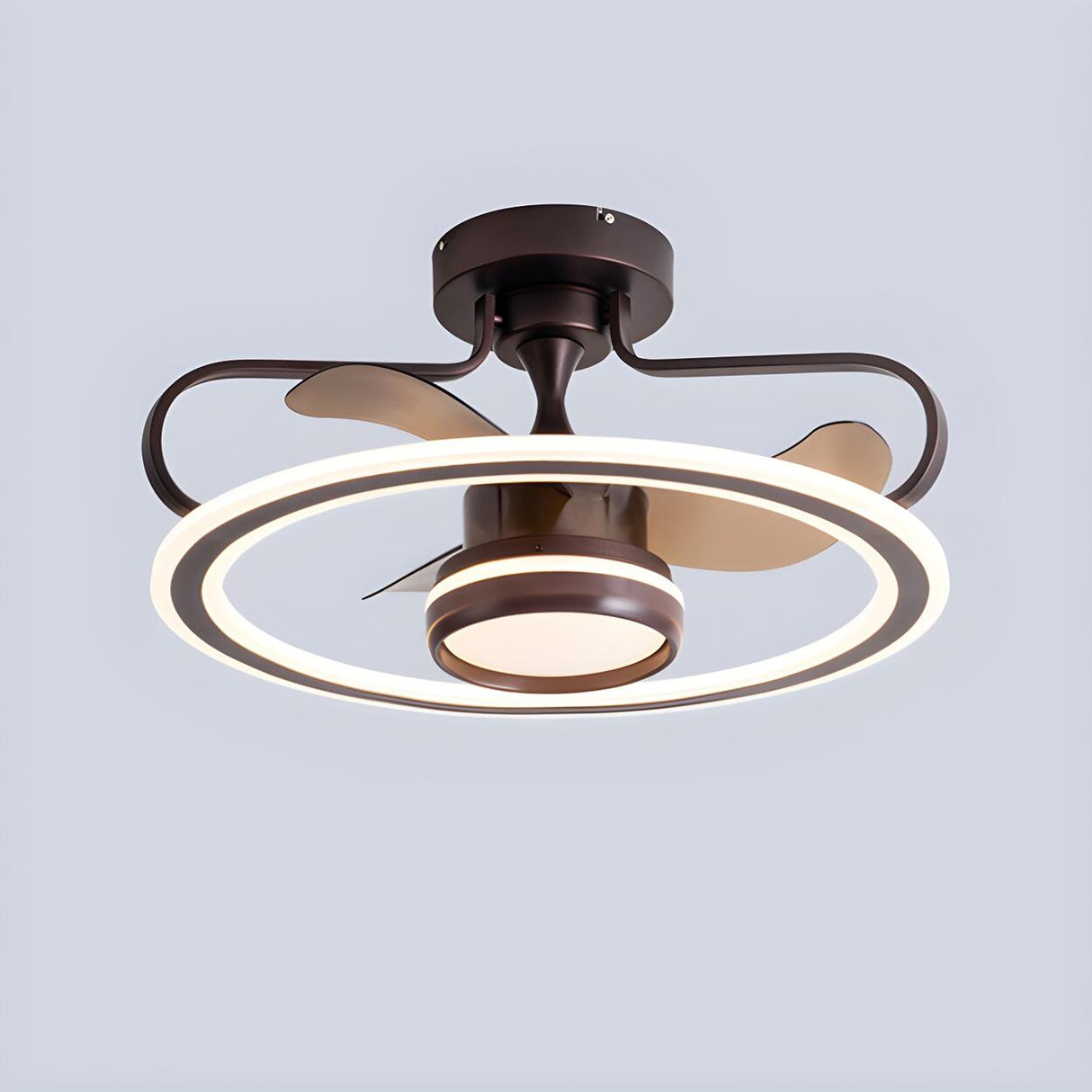 Nordic Fashion Ring Metal Ceiling Fan with LED Light Image - 2