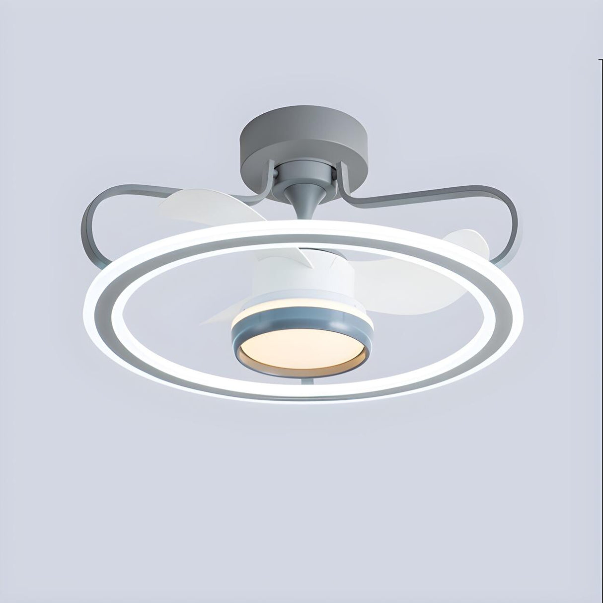 Nordic Fashion Ring Metal Ceiling Fan with LED Light Image - 4