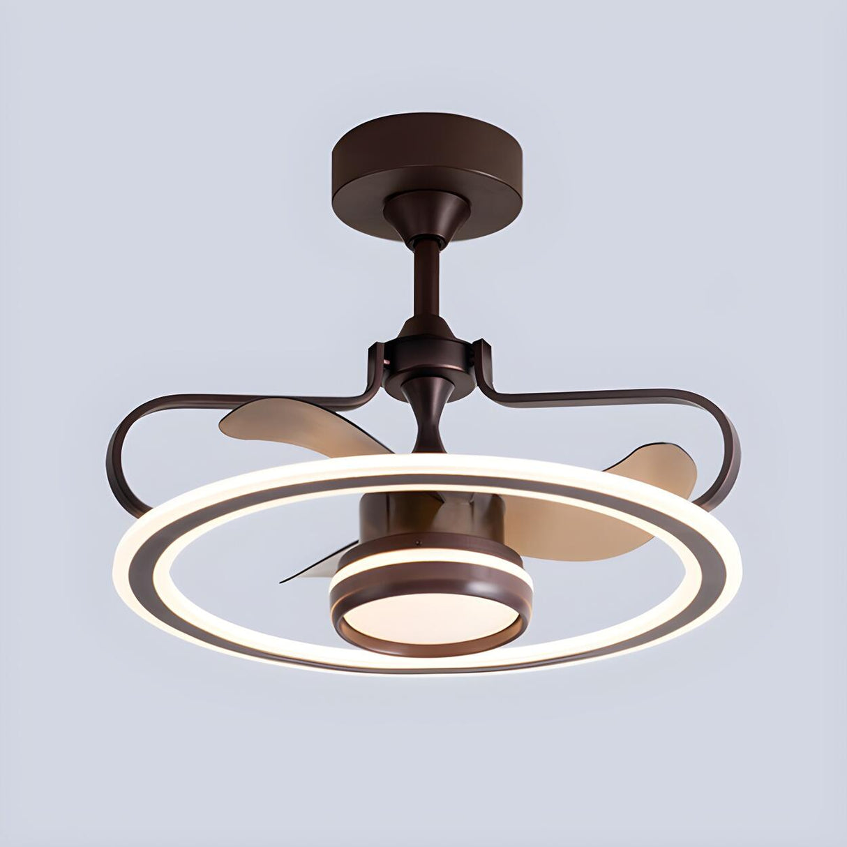 Nordic Fashion Ring Metal Ceiling Fan with LED Light Image - 6