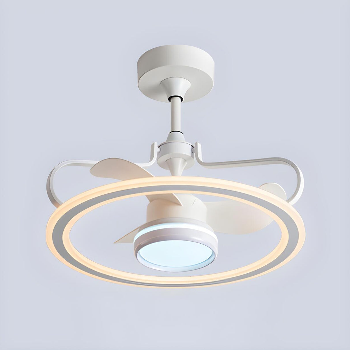 Nordic Fashion Ring Metal Ceiling Fan with LED Light Image - 9