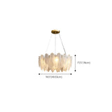 Nordic Feather Glass Living Room White Tiered Chandelier #size