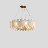 Nordic Feather Glass Living Room White Tiered Chandelier Image - 5