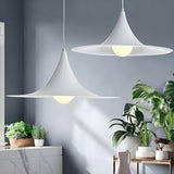 Nordic Flared Modern Glossy Metal Cone Pendant Light Image - 2