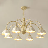 Nordic Floral Metal Dining Room White Large Chandelier Image - 12