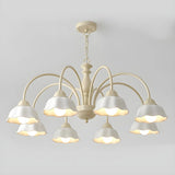 Nordic Floral Metal Dining Room White Large Chandelier Image - 13