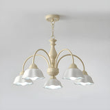 Nordic Floral Metal Dining Room White Large Chandelier Image - 3