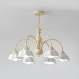 Nordic Floral Metal Dining Room White Large Chandelier Image - 5