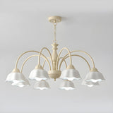 Nordic Floral Metal Dining Room White Large Chandelier Image - 7