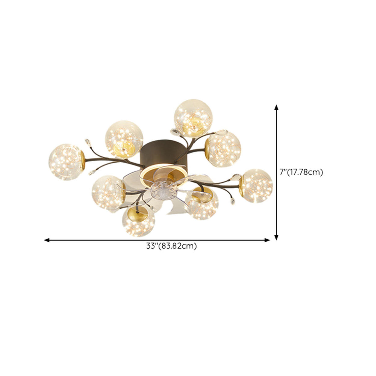 Nordic Flower Branch Ball Decor Ceiling Fan with Light 