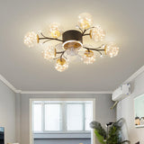 Nordic Flower Branch Ball Decor Ceiling Fan with Light Image - 2