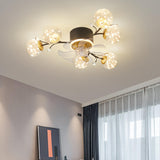 Nordic Flower Branch Ball Decor Ceiling Fan with Light Image - 4