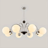 Nordic Globe Chrome Living Room White 8-Light Chandelier Image - 10