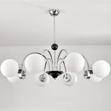 Nordic Globe Chrome Living Room White 8-Light Chandelier Image - 11