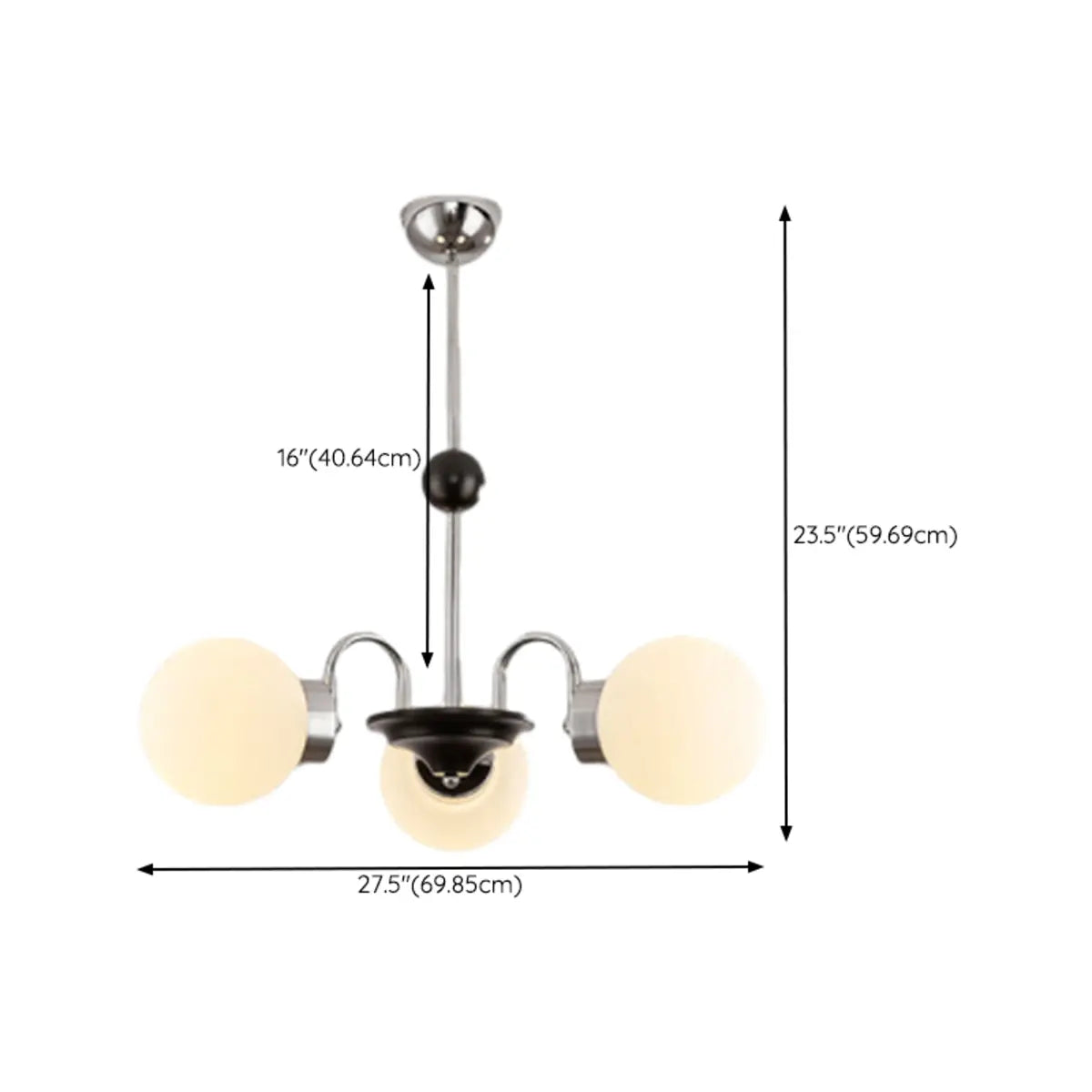 Nordic Globe Chrome Living Room White 8-Light Chandelier 