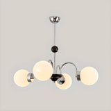 Nordic Globe Chrome Living Room White 8-Light Chandelier Image - 7