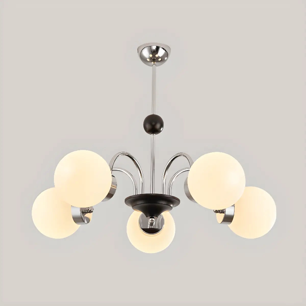 Nordic Globe Chrome Living Room White 8-Light Chandelier Image - 8