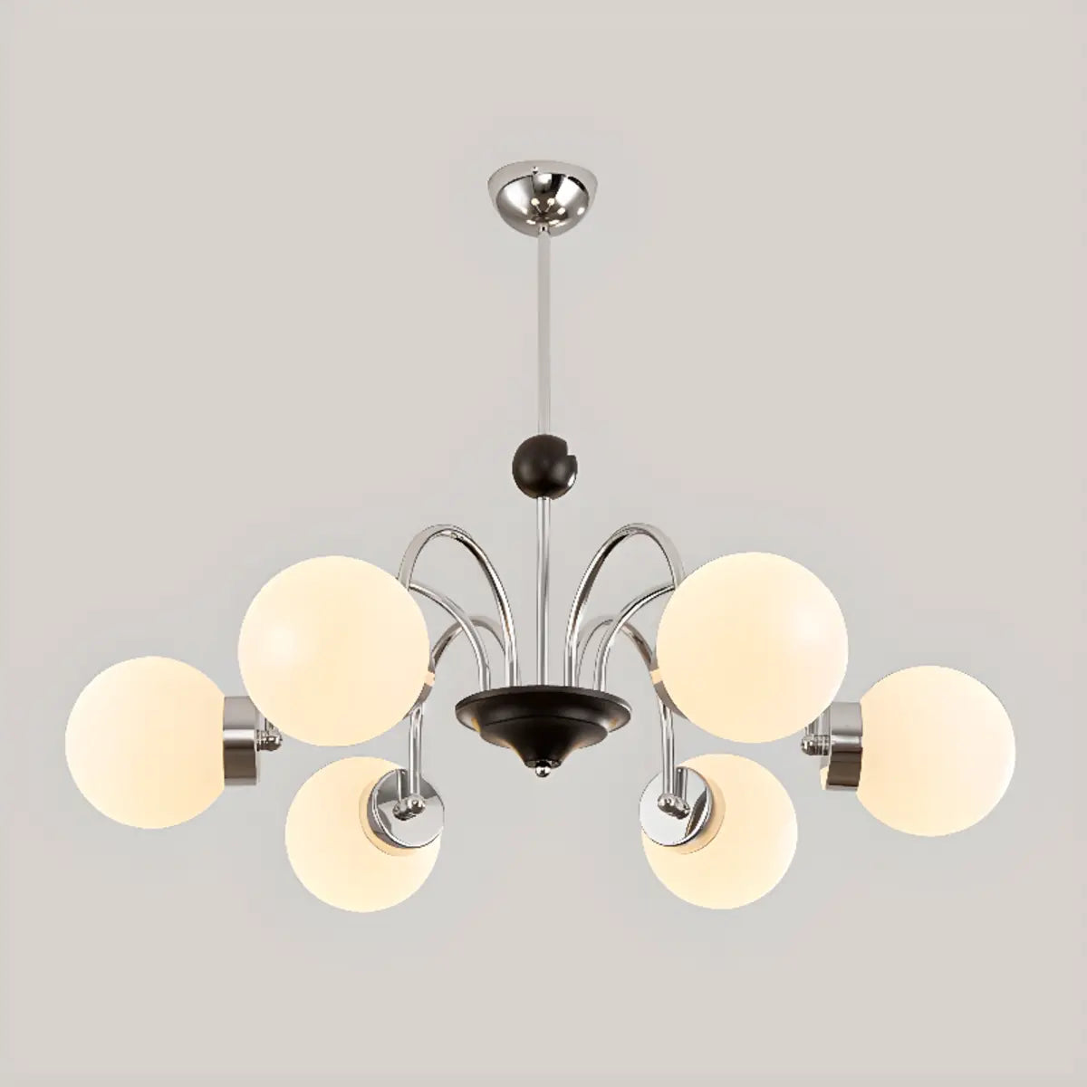 Nordic Globe Chrome Living Room White 8-Light Chandelier Image - 9