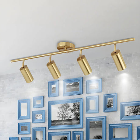 Nordic Gold Finish Living Room Fixed Linear Track Light Image - 1