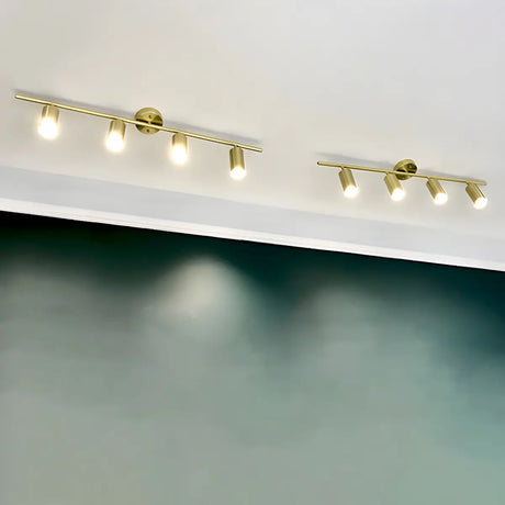 Nordic Gold Finish Living Room Fixed Linear Track Light Image - 2