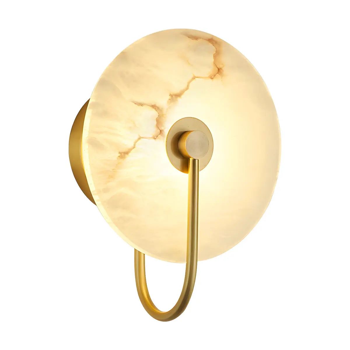 Nordic Gold Round Alabaster Living Room LED Wall Sconce Image - 5