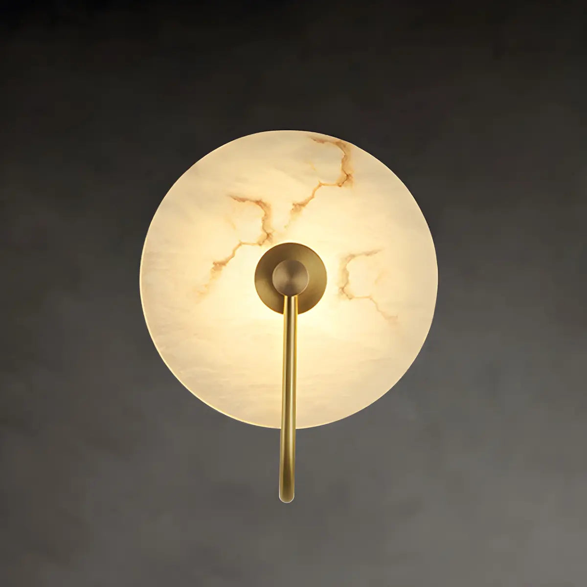 Nordic Gold Round Alabaster Living Room LED Wall Sconce Image - 7