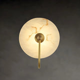 Nordic Gold Round Alabaster Living Room LED Wall Sconce Image - 7