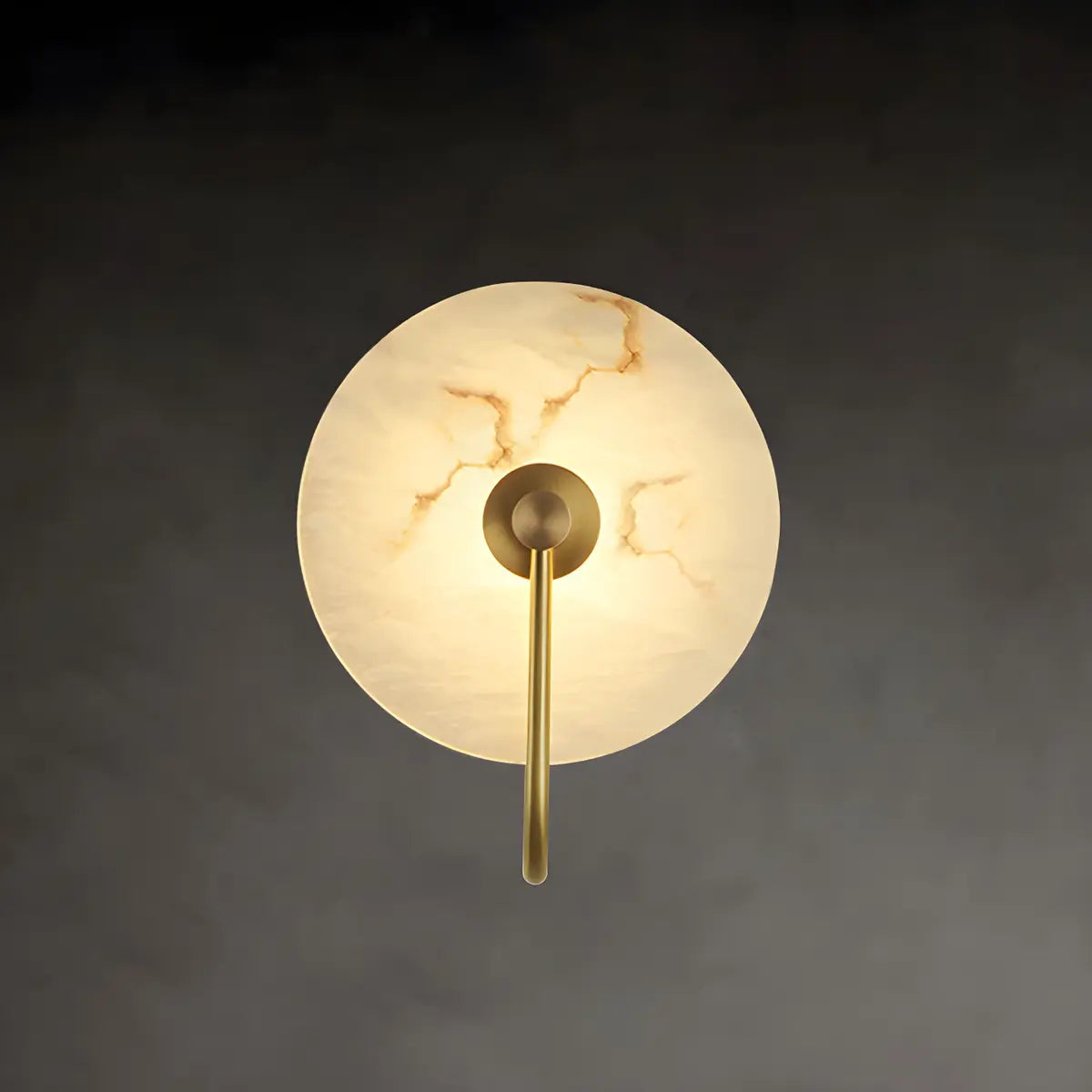 Nordic Gold Round Alabaster Living Room LED Wall Sconce Image - 8