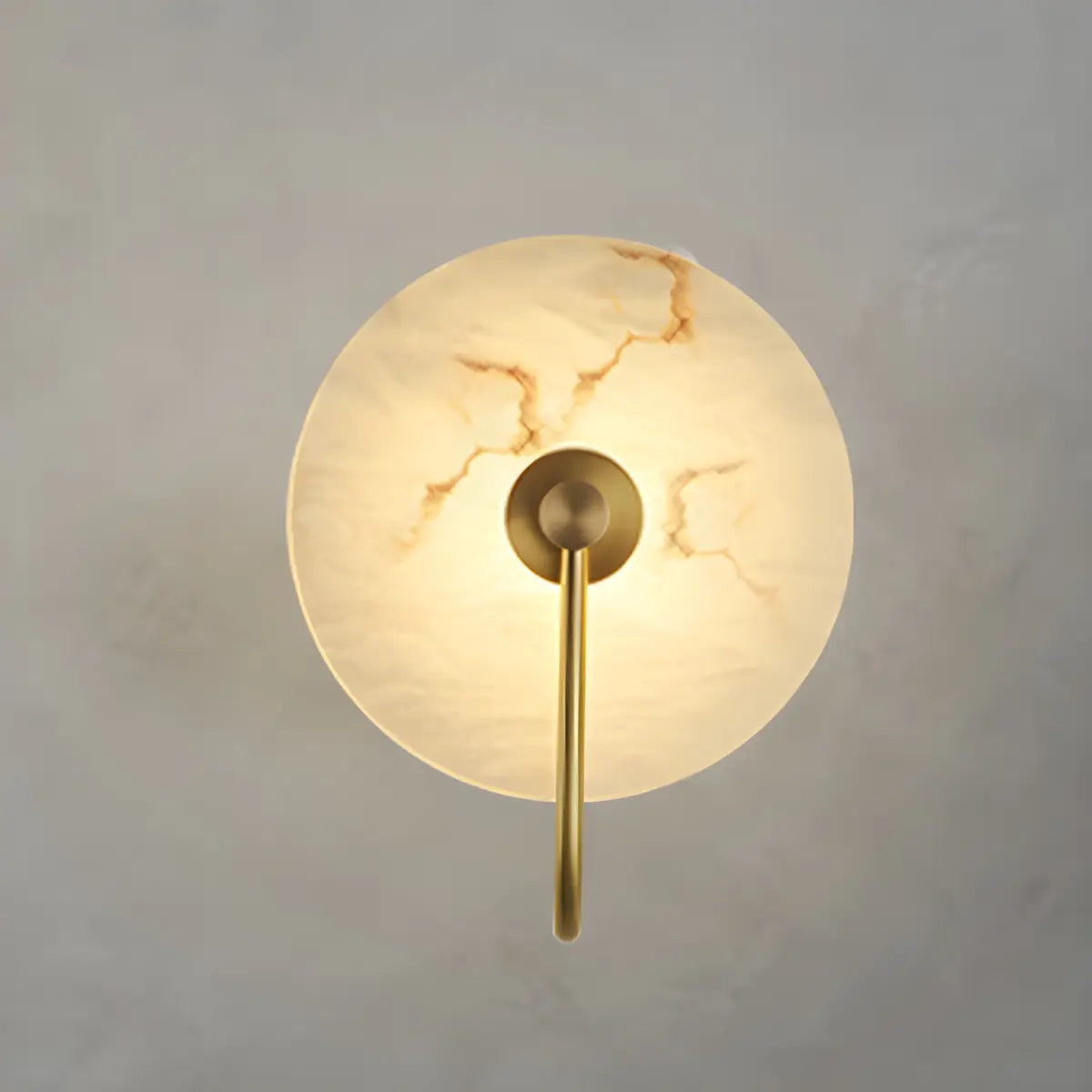 Nordic Gold Round Alabaster Living Room LED Wall Sconce Image - 9