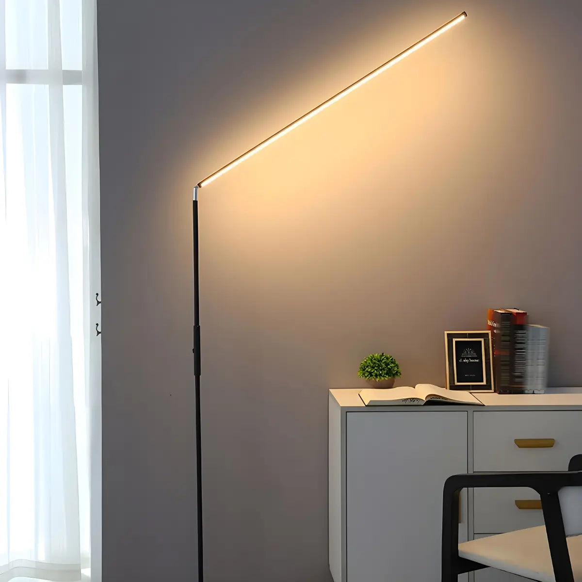 Nordic Iron LED Silica Gel Strip Bedroom Floor Lamp Image - 17