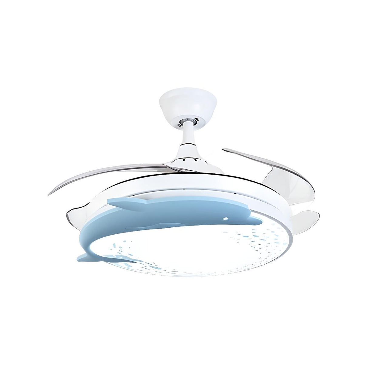 Nordic Kids Room Dolphin LED Ceiling Fan with Light Image - 7