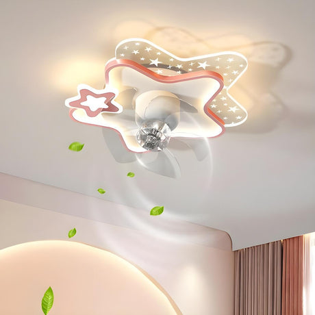 Nordic Kids Room Star-Shaped Ceiling Fan with Light Image - 1