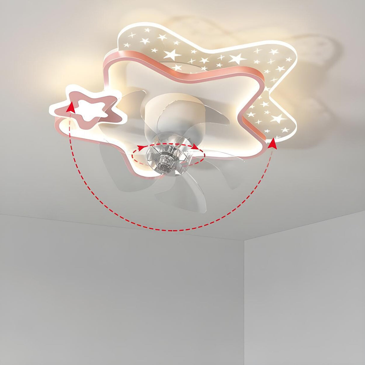 Nordic Kids Room Star-Shaped Ceiling Fan with Light Image - 18