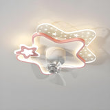 Nordic Kids Room Star-Shaped Ceiling Fan with Light Image - 2