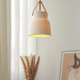 Nordic Living Room White Ceramics Cylinder Pendant Light Image - 1