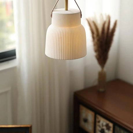 Nordic Living Room White Ceramics Cylinder Pendant Light Image - 2