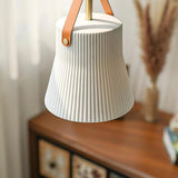 Nordic Living Room White Ceramics Cylinder Pendant Light Image - 7