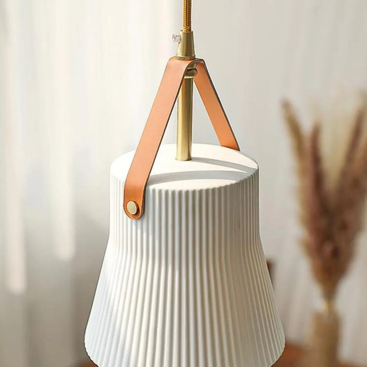 Nordic Living Room White Ceramics Cylinder Pendant Light Image - 9