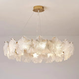 Nordic Luxury Frosted Glass Petal Bedroom Clear Chandelier Image - 10