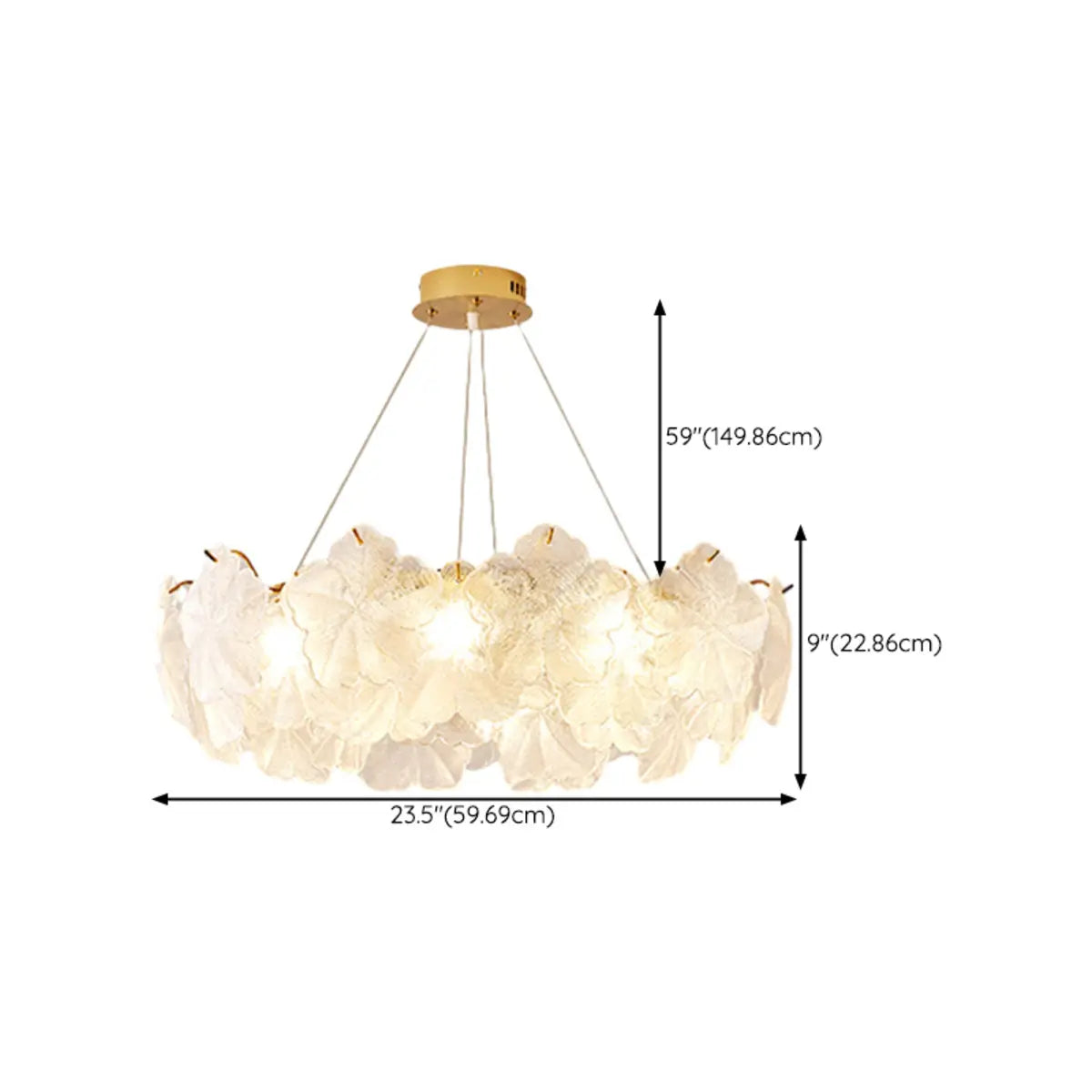 Nordic Luxury Frosted Glass Petal Bedroom Clear Chandelier Image - 16