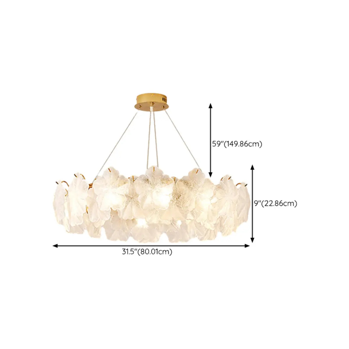 Nordic Luxury Frosted Glass Petal Bedroom Clear Chandelier Image - 17