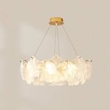 Nordic Luxury Frosted Glass Petal Bedroom Clear Chandelier Image - 2