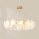 Nordic Luxury Frosted Glass Petal Bedroom Clear Chandelier Image - 5