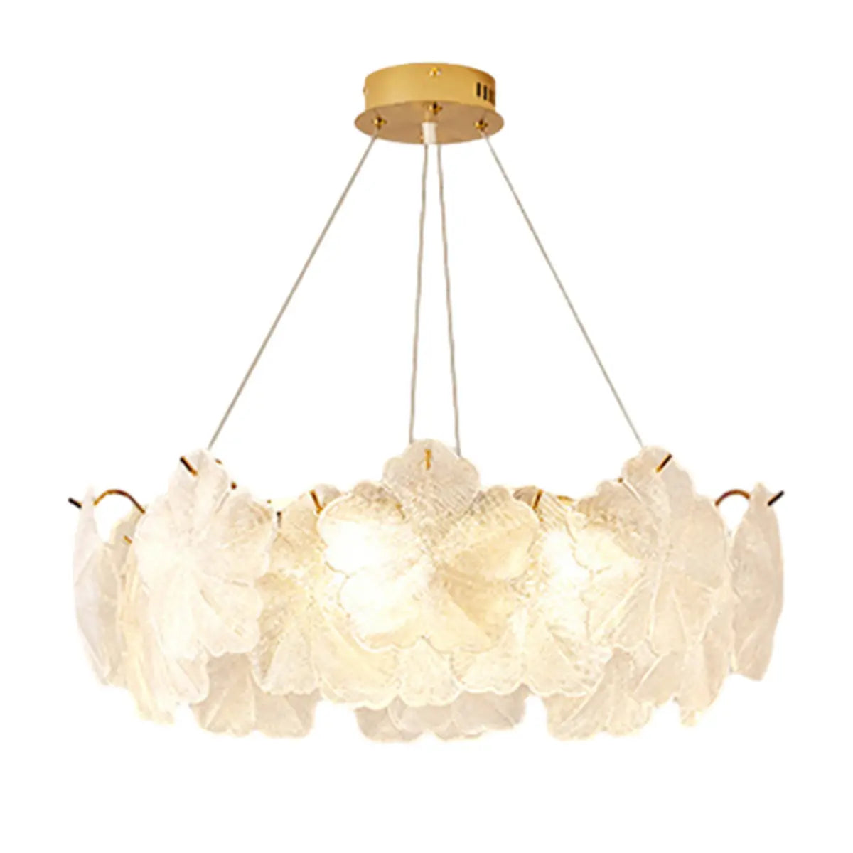 Nordic Luxury Frosted Glass Petal Bedroom Clear Chandelier Image - 8