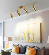 Nordic Luxury Gold Semi-Flush Linear Metal Track Light Image - 13