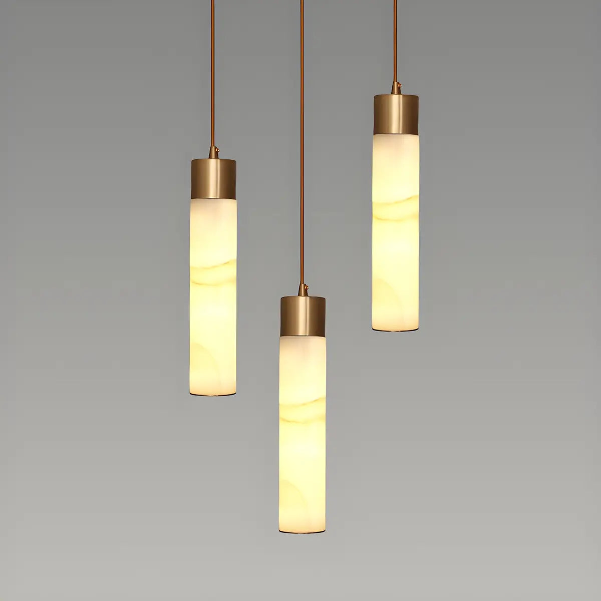 Nordic Marble Alabaster Cylinder Bedroom Pendant Light Image - 5