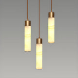 Nordic Marble Alabaster Cylinder Bedroom Pendant Light Image - 5