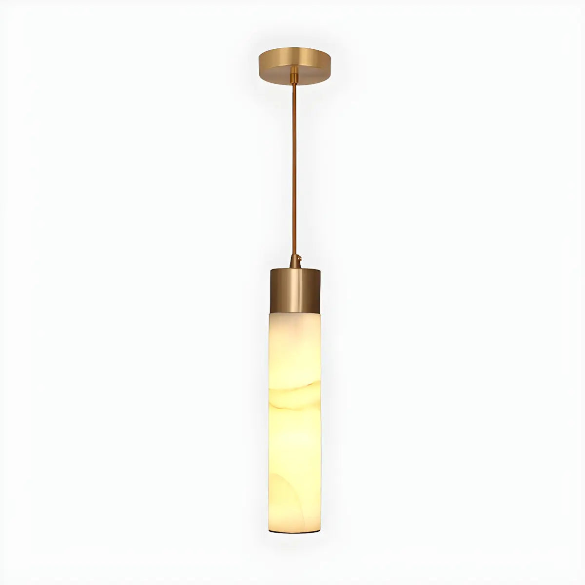 Nordic Marble Alabaster Cylinder Bedroom Pendant Light Image - 7