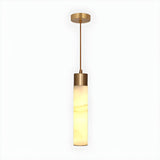 Nordic Marble Alabaster Cylinder Bedroom Pendant Light Image - 7