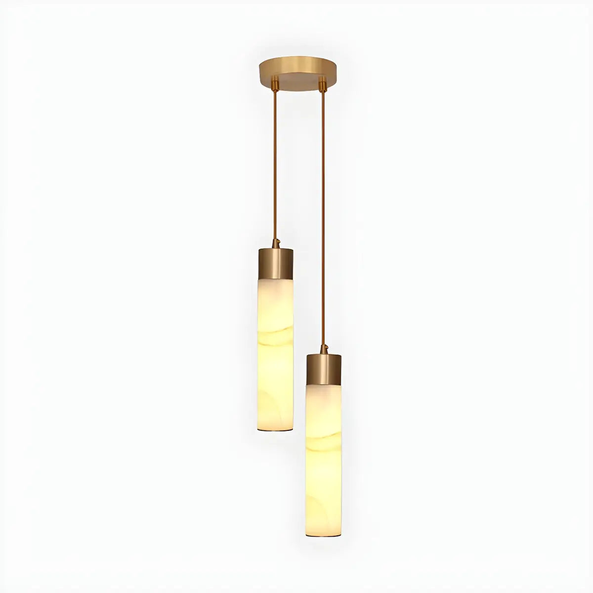 Nordic Marble Alabaster Cylinder Bedroom Pendant Light Image - 8